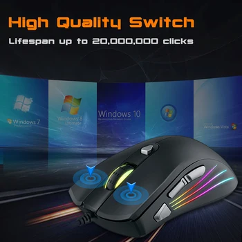 ZUOYA 7 Gumbi USB Žično Miško RGB 7200DPI 3600DPI Nastavljiv Gaming Mišk