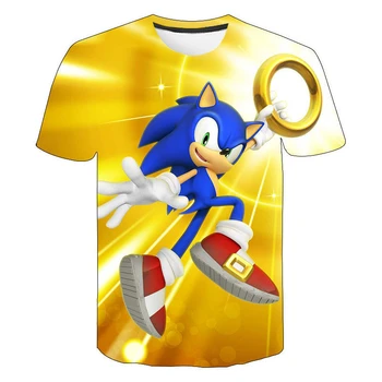Poletje Fantje Risanka Sonic hedgehog majica Modra 3D Tiskanih Dekleta Ulične Otroke, Otroci Oblačila Baby Smešno Tshirt O-Vratu Tees