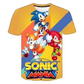 Poletje Fantje Risanka Sonic hedgehog majica Modra 3D Tiskanih Dekleta Ulične Otroke, Otroci Oblačila Baby Smešno Tshirt O-Vratu Tees