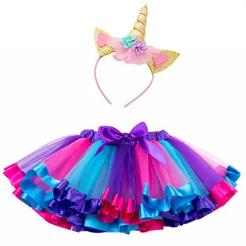 Samorog Določa Princesa Dekleta Obleke Poletje Rainbow Unicorn tutu Krilo za Baby Dekle Rojstni dan Obleko Velikosti 1 3 5 8 Let