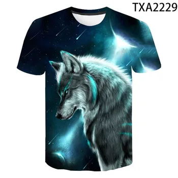 2020 Novo Poletje Wolf 3D majica s kratkimi rokavi Moški Ženske Otroci Priložnostne Moda Ulične Fant, Dekle, Otroci, ki so Natisnjeni T-shirt Kul Vrhovi Tee