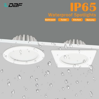 [DBF]Črno/Bel IP65 Vodotesen Vgradne LED Downlight SMD5730 5W 7W 9W 12W 15W Spot Luči Kopalnici Stropne Svetilke AC 110V/220V