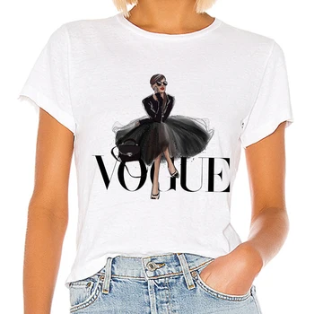 Vogue Princesa T shirt Tiskanje Ženski Grunge Estetske Ulzzang Risanka Harajuku Vrh 90. T-shirt Grafični Oblačila Moda Dekle Tees