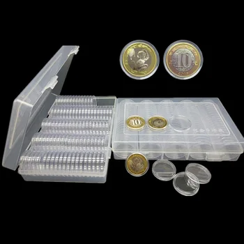 Doma Shranjevanje Organizacijo 100 kozarcev/set 25 mm, Transparentne Kovanec Primerih Kapsule Nosilec Posode Jasno, Plastični Krog Škatla za Shranjevanje