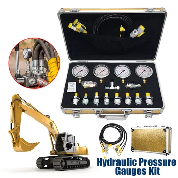 Prenosni vodni tlak merilnik Bagri, Hidravlični Tlak Test Kit w/ Testiranje Točke Spojka vakuumske Spojka in merilnik Orodje