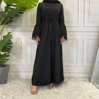 2021 Novo Elegantno Svilnato Saten Dolg Rokav Obleka Tiskanja Naguban Maxi Saten Obleke Ovijte Pas Moda Za Ženske Musulman Kompleti