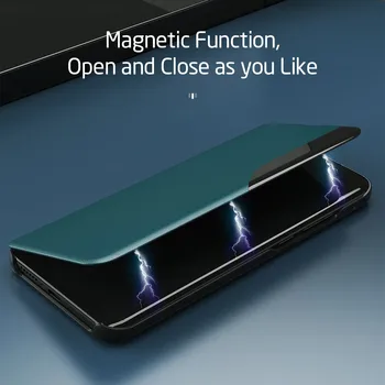 Luksuzni Usnje Pametna Okna Pogled Flip Magnet Ohišje za Samsung S20 FE 5G S20 Plus Kritje Magnetni Celotno Telo Primeru za Galaxy S20 FE