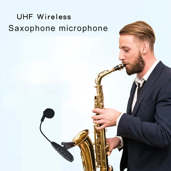 Saksofon UHF Brezžični Mikrofon Kondenzatorski Posnetek Mic Gooseneck Glasovno Snemanje Live Show za Trobento Rogovi Tuba Instrument