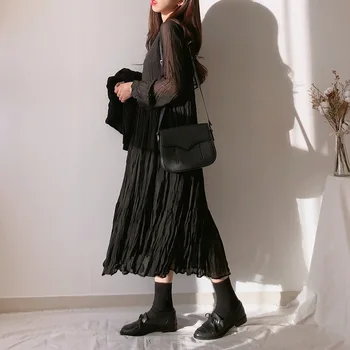 Plus Velikost Ženske 2020 Nov Modni Korejski Barva Naguban Šifon Obleko
