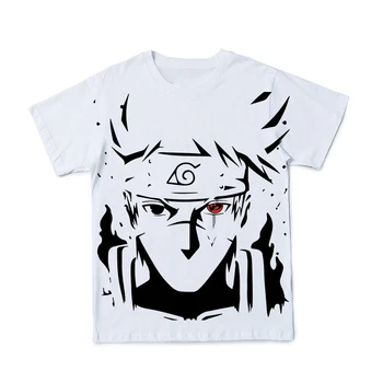 Poletje Nova moška Oblačila 3D Cartoon Anime Naruto Krvi Kolo Oči Natisni T-Shirt Street Punk Moda Krog Vratu Super Veliki Velikost