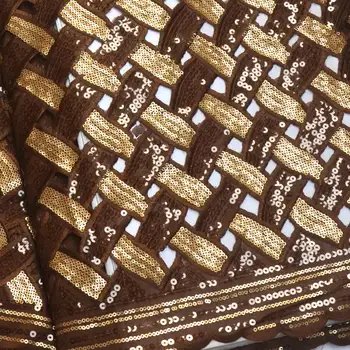 Kava + Zlata Afriške čipke tkanine Visoke Kakovosti Nigerijski Organza Čipke Tkanine z Bleščicami francoski Handcut Čipke za Poroko mv117