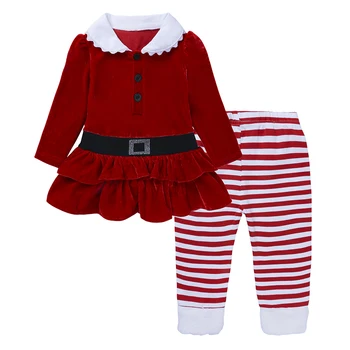2021 Novo Božiček Obleko Dekleta, Obleko+hlače 2pcs Obleke za Otroke Božično Darilo Baby Dekleta, Novo Leto Oblačila SetBB297