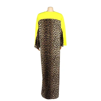 Ženske Leopard Svoboden Maxi Obleke Tiskanja Dolg Rokav O Vratu Mozaik Oblačilih, Ženska Moda Afriške Jeseni Nova Velika Velikost Vestidos