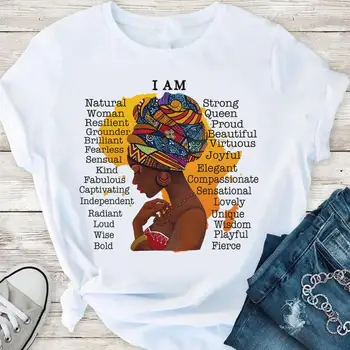 Jaz sem melanin kraljica grafični tees ženske afro ameriški black magic girl t-shirt črna življenja važno majica droge izobraženi BLM majica s kratkimi rokavi