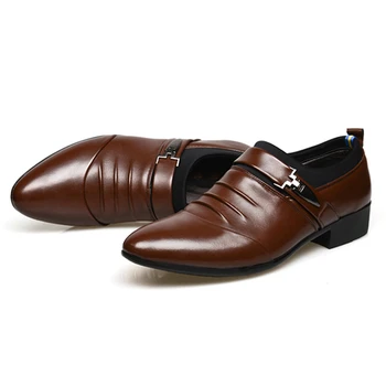 Velikost 45 Mode PU Usnja Moške Obleko Čevlje Konicami Prstov Bullock Oxfords Čevlji Za Moške Zdrsne Na Oblikovalec Razkošje Moški Čevlji