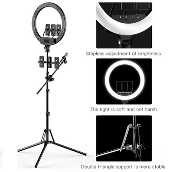 MAMEN 18 inch Selfie Obroč Svetlobe 45 cm Video studijskega Razsvetljavo LED Zatemniti Kamere za Fotografije Za Youtube Živo Lučka
