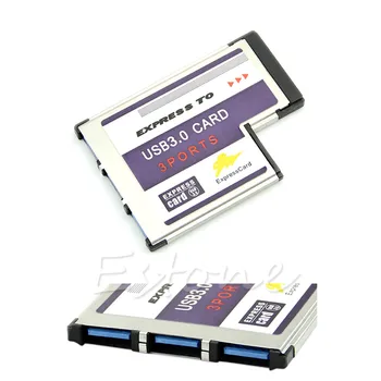 Srebro 54 mm Expresscard 3 Vrata USB 3.0 Adapter za Prenosnik +Driver CD