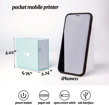 Phomemo M02 Prenosni Tiskalnik Bluetooth Brezžični Telefon, Dlančnik Pocket Tiskalnik Za Nalepke Termični Foto Mini Mobilni Nalepke Za Tiskalnike