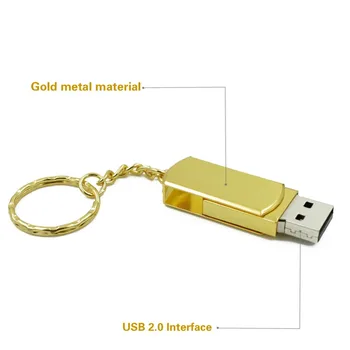 Nepremočljiva USB Flash Drive Kovinsko Pero Disk 8GB 16GB 32GB 64GB 128GB Pendrive USB Ključek, ki je Resnično Visoke kakovosti Bliskovni Pogon Zlato