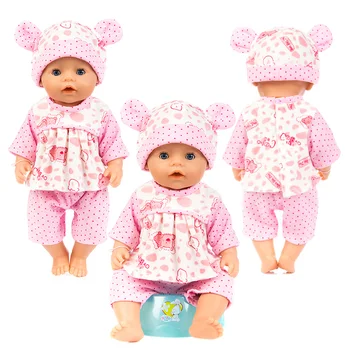 Za 43 cm Baby doll kakovosti krzno živali risanka jumpsuit klobuk set za 18 inch dekle lutke srčkan lutka obleko lutka opremo