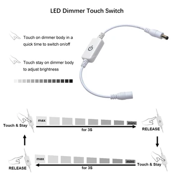 3m/5m COB LED Trak Svetlobe Nastavite možnost zatemnitve Touch Senzor Stikala FOB LED Trak Svetlobe z 12V Napajanje za Kabinet, Kuhinjo, Lučka