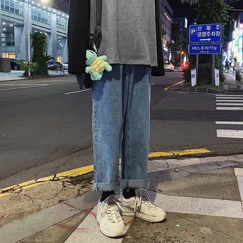 Korejskem Slogu Modne Moške Jeans Ohlapno Fit, Retro Modra Klasične Harem Hlače, Velike, Majhne Noge Ulične Hip Hop Kavbojke Moški