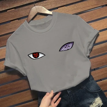 Nov Prihod Harajuku Anime T-shirt Naruto Uchiha Uzumaki Hatake Oči Tiskanje Tees Ulične Hip Hop