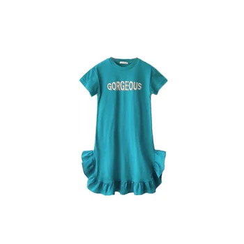 Big Dekleta Shirt Obleko 2019 Poletje Bombaž Moda Pismo Natisnjeno Otroci Baby Princesa Obleko Otrok vestidos Starosti 4 6 8 10 12 14 16