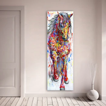 QKART Wall Art Slikarsko Platno Tiskanja Živali Slike Živali Tiskanje Plakata, ki Stoji Konj Za Dnevni Sobi Doma Dekor Brez Okvirja