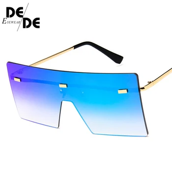 Big enem kosu objektiv sončna očala ženske kvadratnih modra, roza, rjava kovinski rimless sončna očala za moške moški 2018 uv400