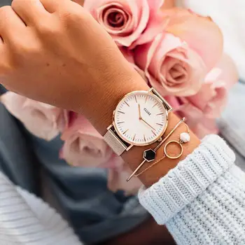 Top Modni Stil Žensk Luksuzno Usnje Pasu Analogna Quartz ročno uro Zlati Dame Watch Ženske obleke Reloj Mujer Črna Ura
