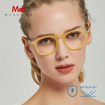 Meeshow Anti Blue Ray Obravnavi Očala 2020 Acetat modra blokiranje Napredna Očala Moški Ženske Računalnik Objektiv Z dioptrije 7921BK