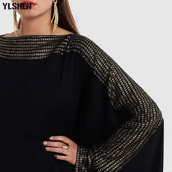 Plus Velikost S~6XL Kakovost Nove Arabske Elegantno Svoboden Abaya tam kaftan Islamske Moda Muslimansko Obleko Oblačila Design Ženske Črna Dubaj Abaya