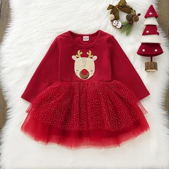 1-4 Let Otrok Otrok Baby Dekleta Božič Oblačila, Ki Božični Praznik Tutu Božič Čipke Obleka Princess Obleke, Kompleti