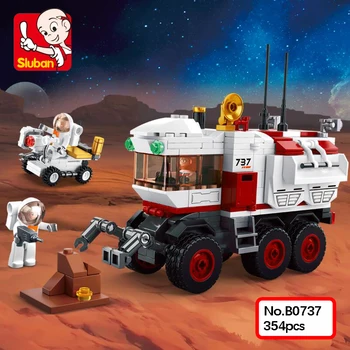 Sluban B0737 Prostor Avanturo Mars Exploration Rover Avto DIY 3D Model 354pcs Mini Stavbe, Bloki, Opeke Igrača za Otroke, št Polje