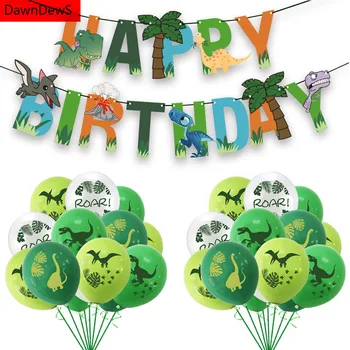 35pcs Happy Birthday Balon Dinozaver Stranka Latex Balon Baloon Fant 1. Rojstni dan Okraski Otroci Babyshower Dino Banner
