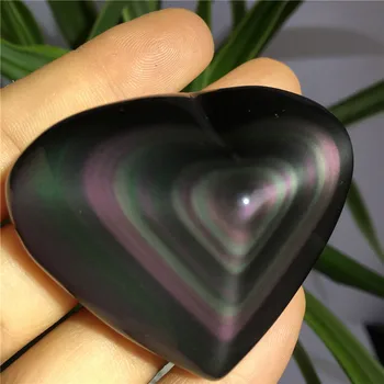 Naravni Quartz Crystal Mavrični Obsidian Mačka Oči Srca v obliki Healing Home dekoracijo