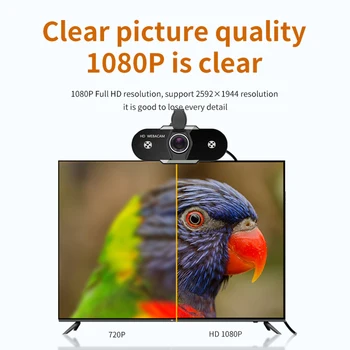 Samodejno Ostrenje HD 1080P 480P 2K Spletna kamera z Mikrofonom Vrtljiv Spletne Kamere Cam-Računalniško WebCamera Cam Video Snemanje Dela 1080p web cam