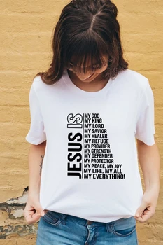 Moj Bog, Kralj Vse, kar Ženske Letnik Vrhovi Harajuku Christian T-shirt Vere Kratek Rokav Ulične Grafični Tees Ženski
