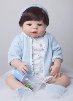 BZDOLL 55 cm za Celotno Telo, Silikonski Prerojeni Baby Doll Igrače Veren Play House Igrača Newborn Baby Boy Božično Darilo Kopanje Tuš Igrača