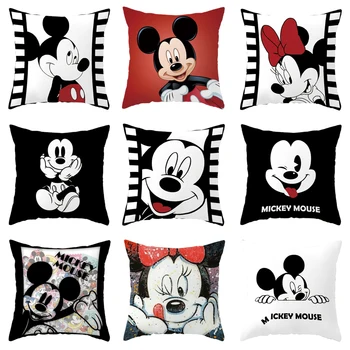 Disney Črno in Krema Rdeča Mickey Miške Minnie Blazine Pokrov Kavč Dekorativni Pillowcases za Raztegljiv Kavč 45x45cm brez Polnjenja