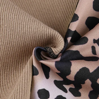 Retro Moda Povratne Nit Leopard Natisnjeni Mozaik Obreži Zgoraj Tee Ženske Estetski Seksi Kratek Rokav Poletje Tshirts Iamhotty