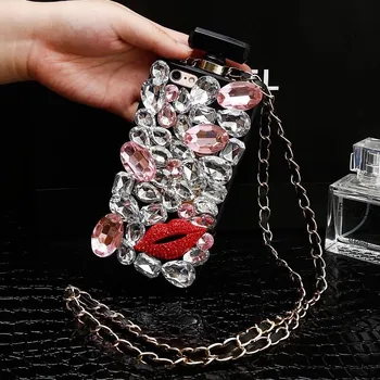 Kristalno Diamond Poljub Stekleničke Parfuma Primeru Za Iphone 12 11 XS Max XR X 8 7 6 6S Plus Za Samsung S20 S8 S9 S10 PLUS Opomba 8 9 10