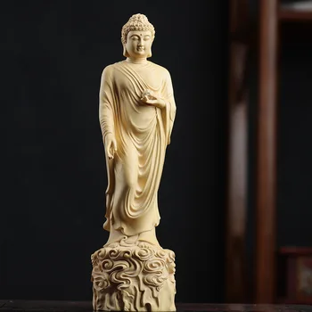 Šimšir 20 cm Amitabha Bude, Kiparstvo Lesa Carvinga Sakyamuni Kip Čaščenja Doma Dekor