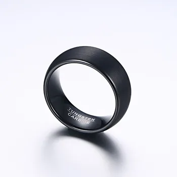 Volfram Obroč za Moške, Poročni Bend, Črna 8 mm Karbida Vlaken Black prstanec Dodatki