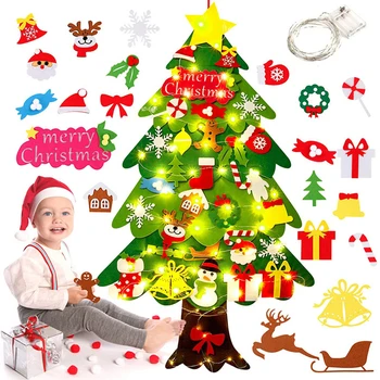 Otroci DIY Čutiti Božično Drevo Božično Dekoracijo za Dom 2021 Novo Leto, Darila, Božični Okraski, Santa Claus Xmas Tree