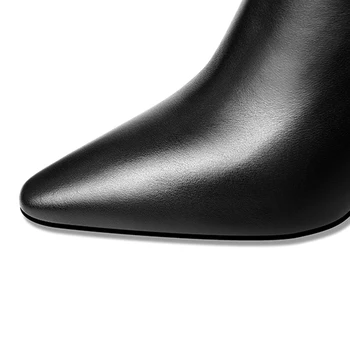 2020 Nove Ženske Škornji Usnjeni Modni Konicami Prstov, Gležnja Škornji Za Ženske ZIP Visoke Pete, Škornji Bela Ženska Toplo Obutev