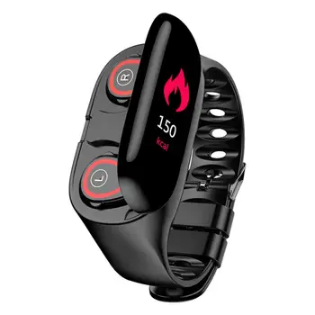 M1 Najnovejši 2 V 1 AI Pametno Gledati Z Bluetooth Slušalke Srčnega utripa Smart Manšeta Dolgo Časa Pripravljenosti Šport Gledajo Moški