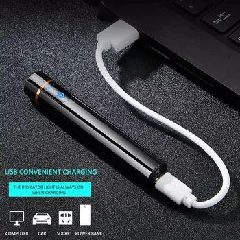 Nov Svež USB Polnilne Loka Električni Vžigalnik Valjaste Vklop, Zaslon na Dotik, Zaznavanje Mini Prenosni Windproof Vžigalniki Kajenje