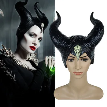 Halloween nov slog Maleficent:Gospodarica Zlo Pokrivala Masko Cosplay Rekviziti Unisex Halloween Črna Kraljica Pokrivala Rogovi Klobuk